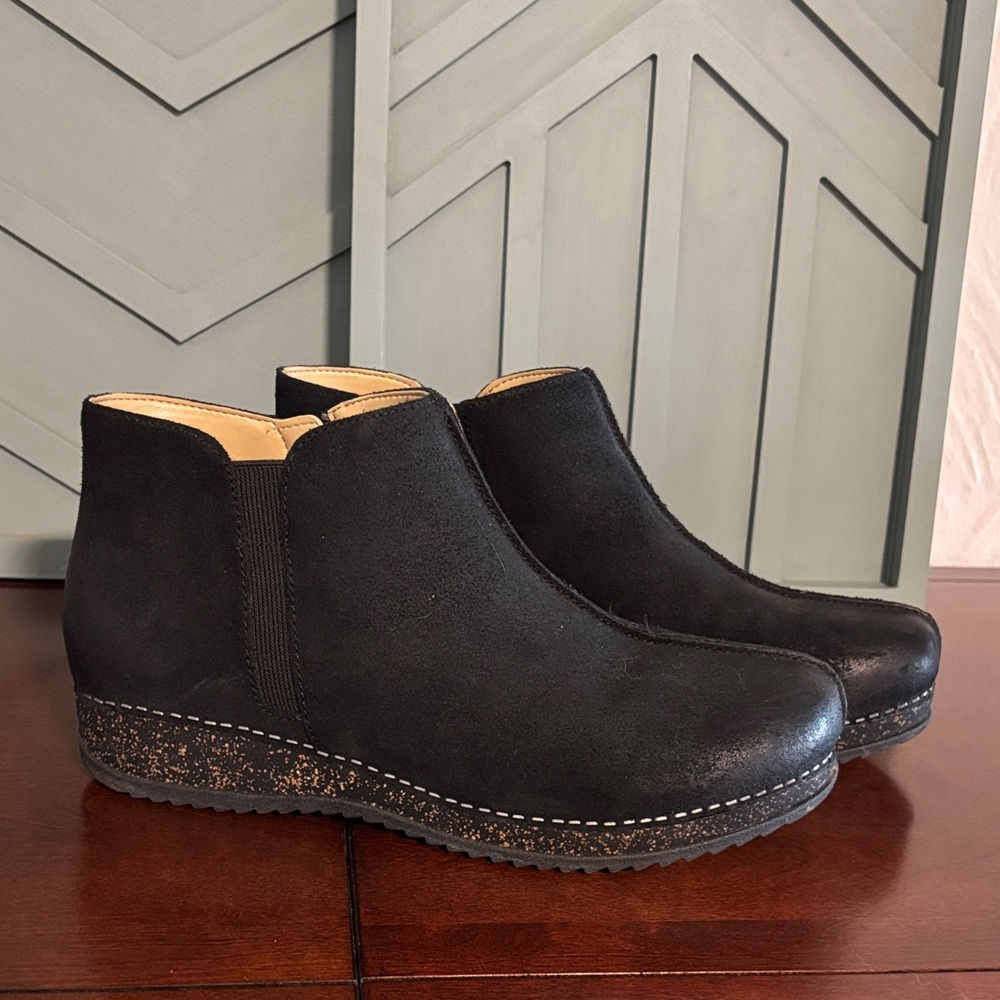Dansko Black Suede Ankle Booties